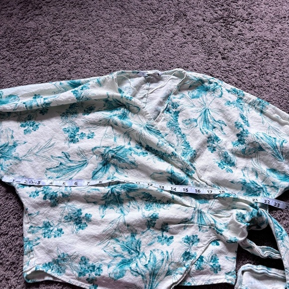 Zara Kimono Wrap Linen blend blouse size XS - Picture 9 of 16